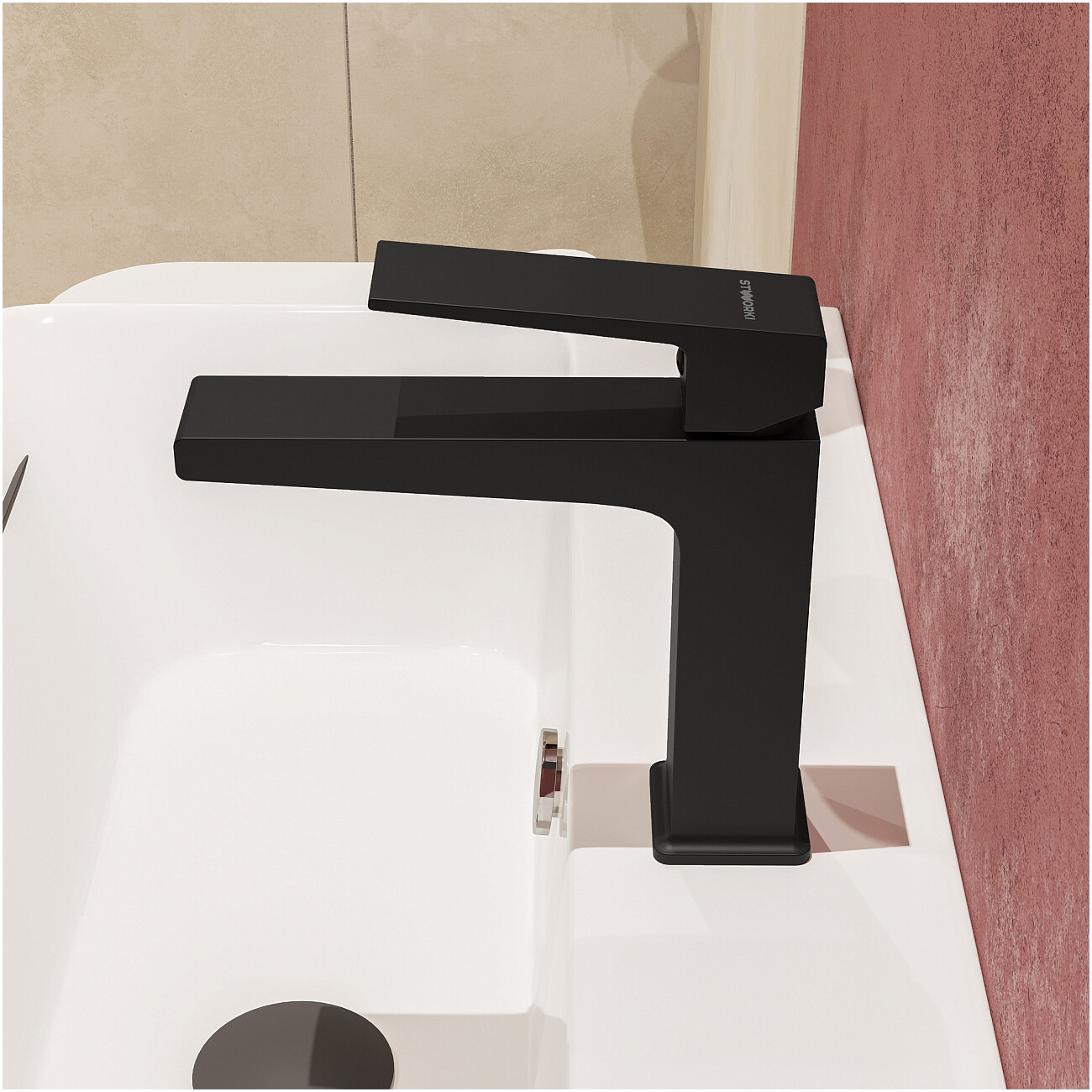 Смеситель для раковины однорычажный черный Stworki "Нюборг" S37010BK - изображение 7