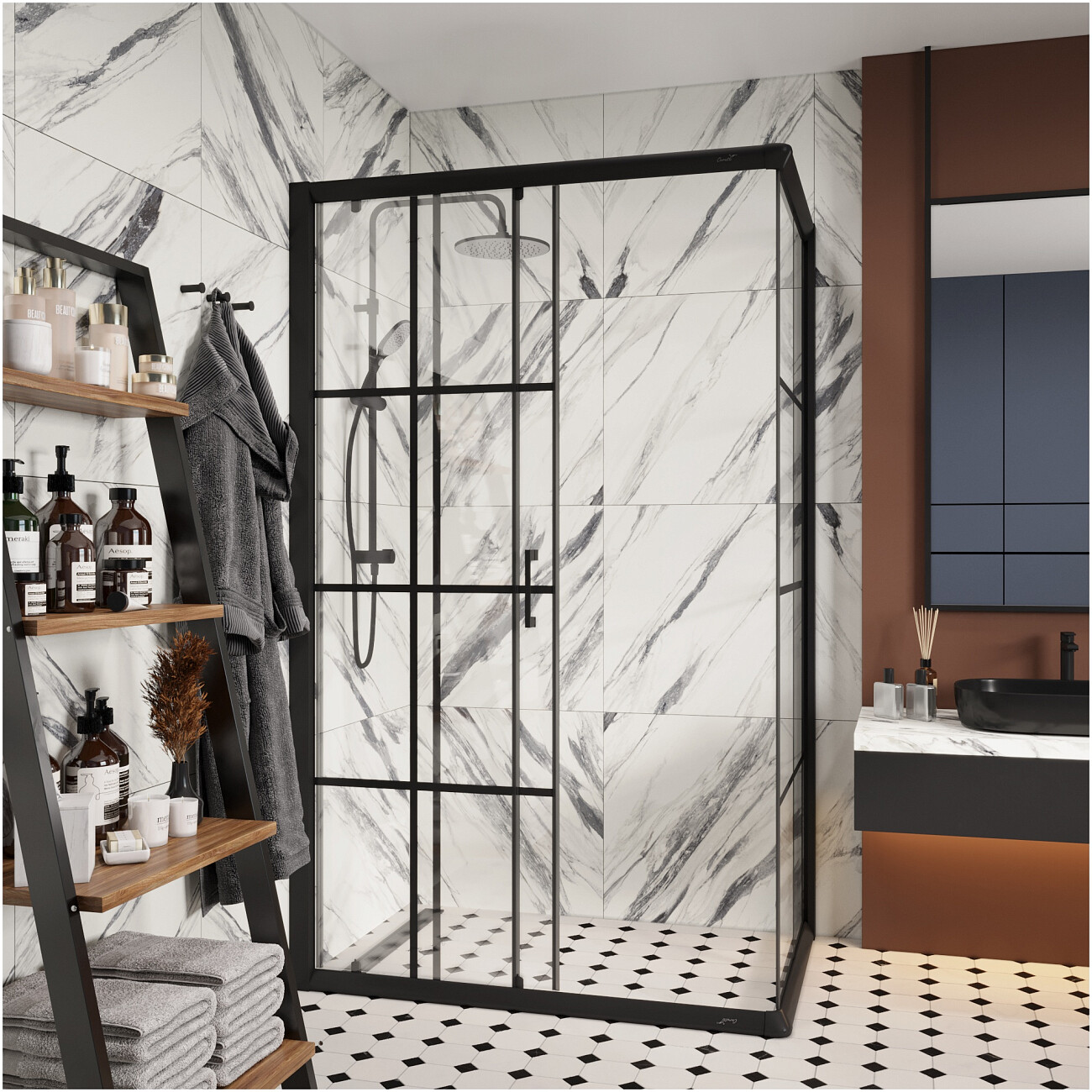 Душевой уголок прямоугольный 80x120 см черный Cerutti SPA Muza 120 - изображение 6