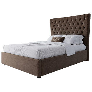 Кровать подростковая с каретной стяжкой 140х200 коричневая QuickSand