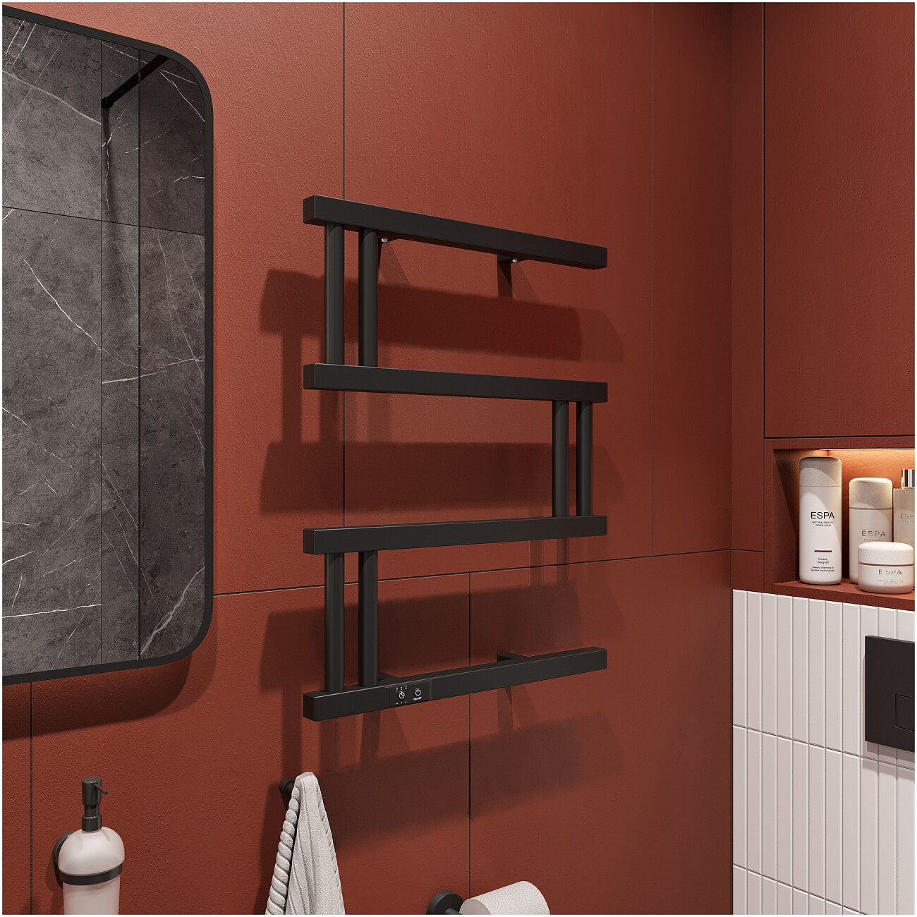 Полотенцесушитель электрический 60х53 см черный Ewrika "Пенелопа" M 4657801249358 - изображение 3