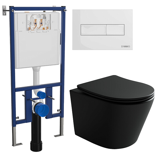 Унитаз подвесной Ceramicanova Balearica Rimless CN6000MB с инсталляцией Diwo 4501, с кнопкой 7320 - изображение 1
