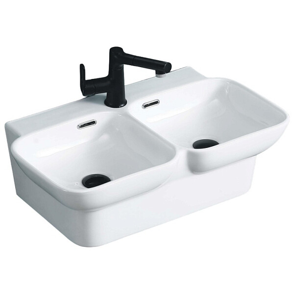 Раковина двойная фарфоровая прямоугольная 39х65 см белая Cerutti SPA Double Nemi CT9702 - изображение 1