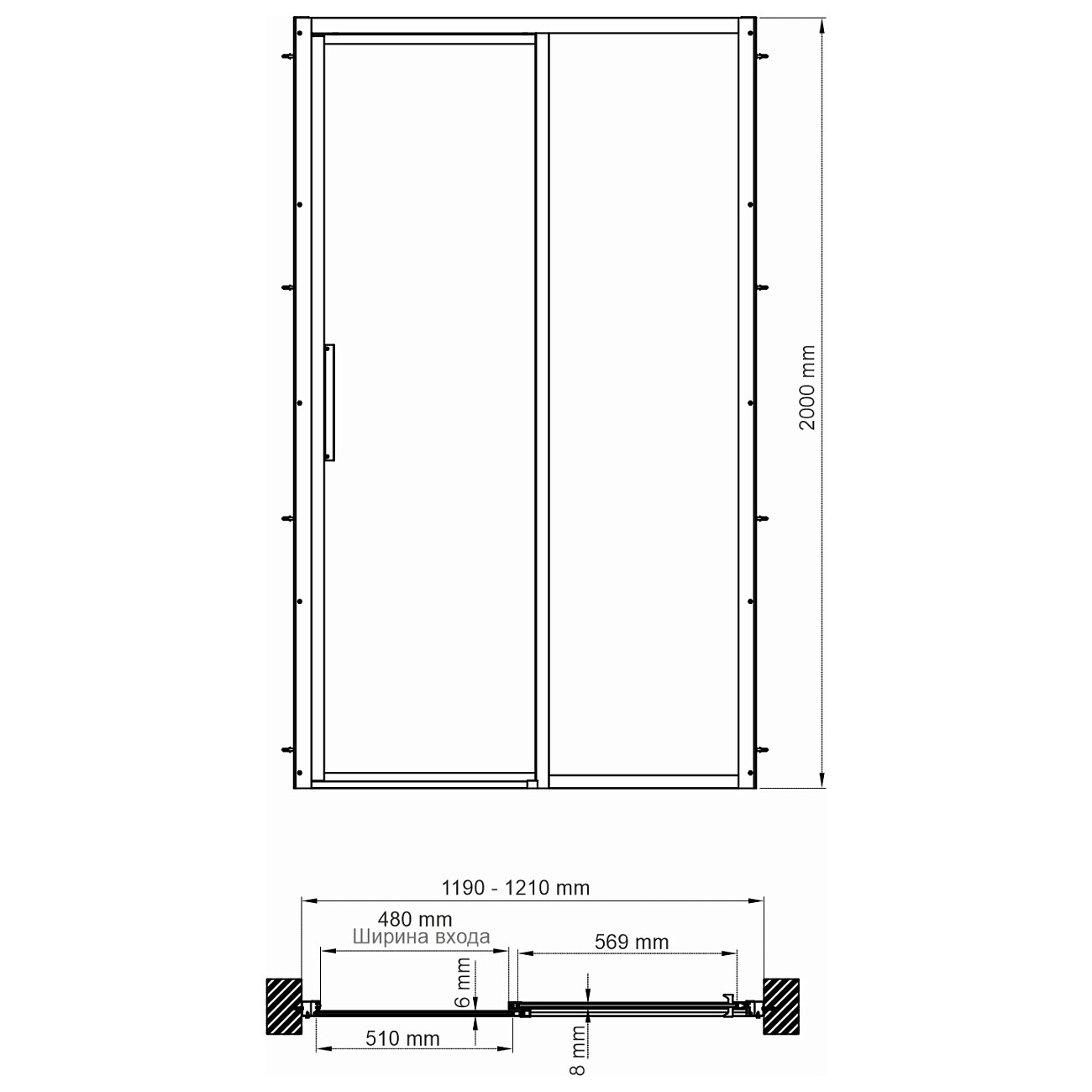 Душевая дверь раздвижная 120х200 см прозрачная, хром Wasserkraft Lopau 32S05R - изображение 4