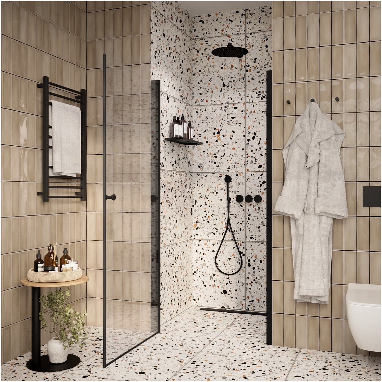 Душевая дверь в нишу 70x185 см прозрачная, черная Parly DE70B - изображение 2