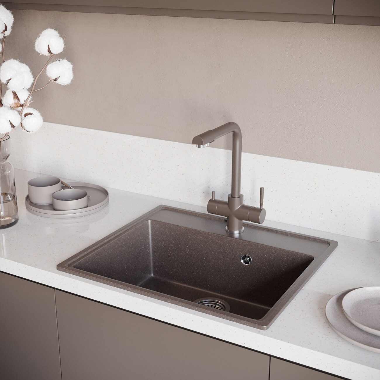 Мойка кухонная трюфель Domaci "Солерно" DF 580-06 - изображение 5