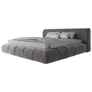 Кровать евро с мягким изголовьем 200х200 серая Mobili