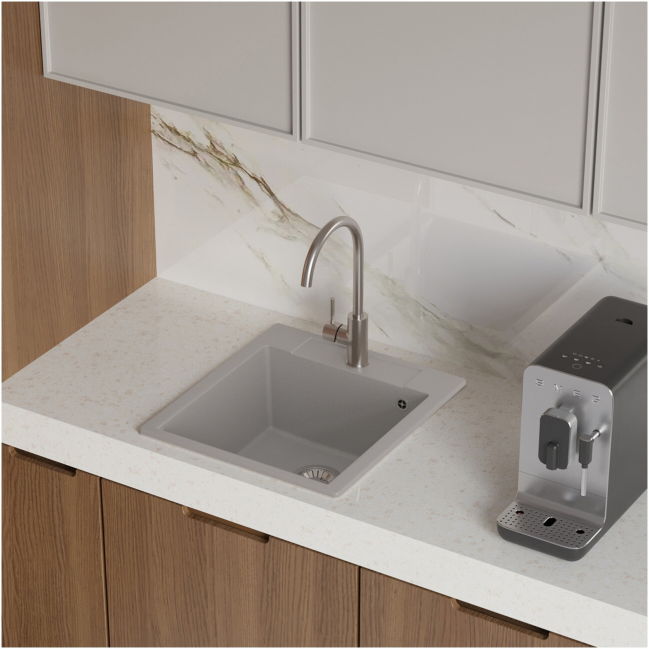 Мойка кухонная серая Domaci "Савона" PA 460 - изображение 4