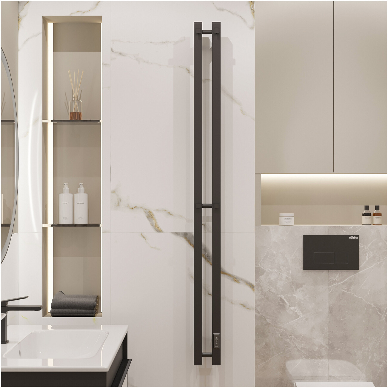 Полотенцесушитель электрический 140х11 см черный Ewrika "Пенелопа P2" 4657812418729 - изображение 7