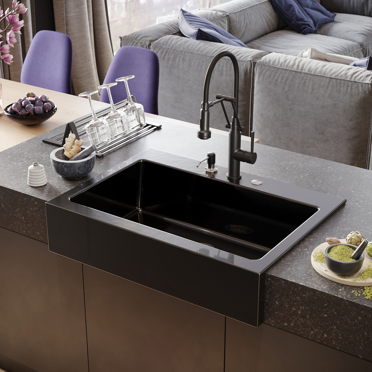 Мойка кухонная матовый черный Domaci "Сиена" 50186-110 3 - изображение 5