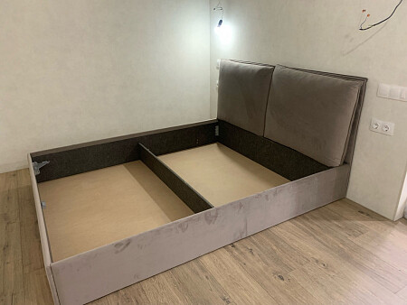 Кровать двуспальная с подъемным механизмом и ящиком для белья 160х200 мокко Эстетика