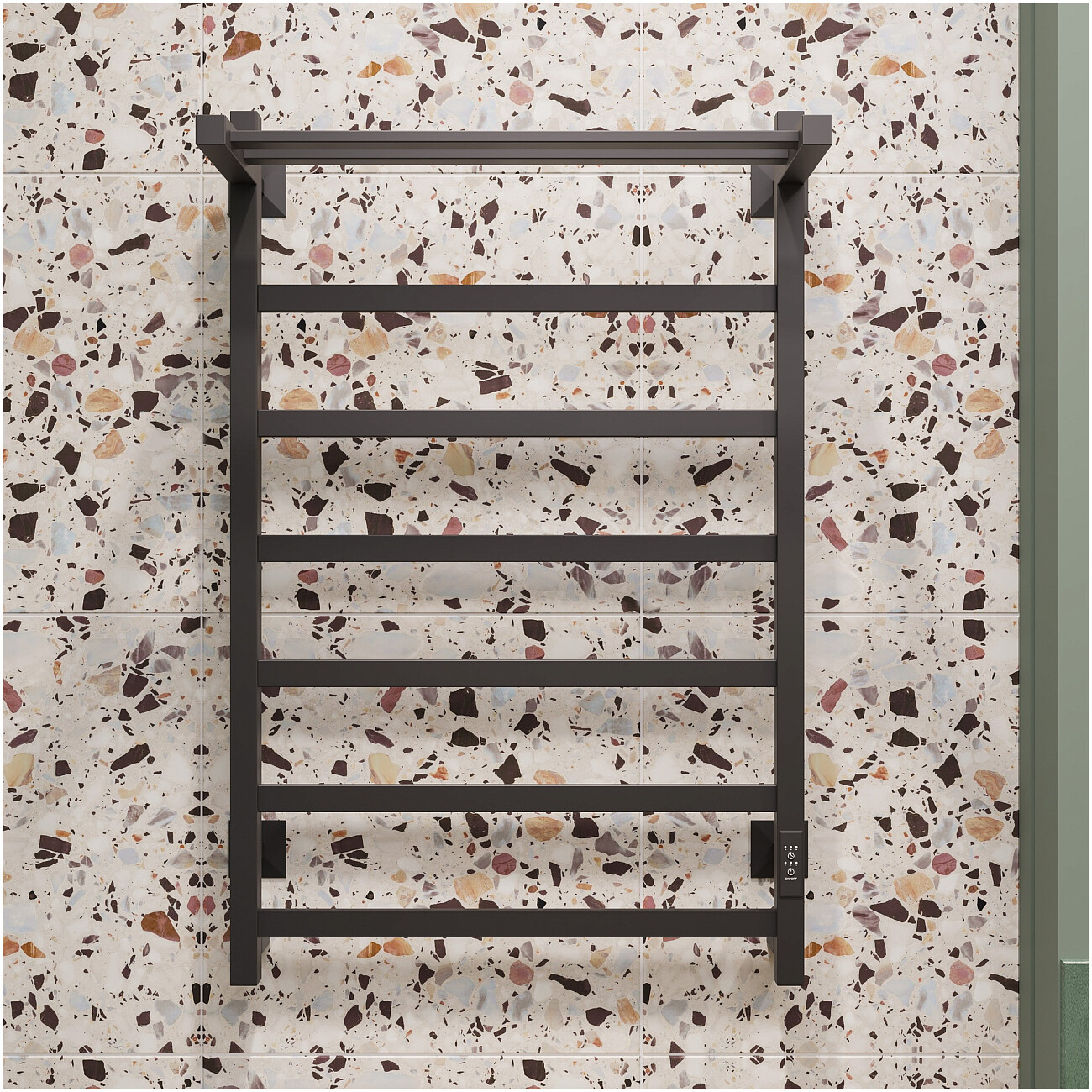 Полотенцесушитель электрический 80х50 см с полкой черный Ewrika "Пенелопа КВ7" - изображение 3