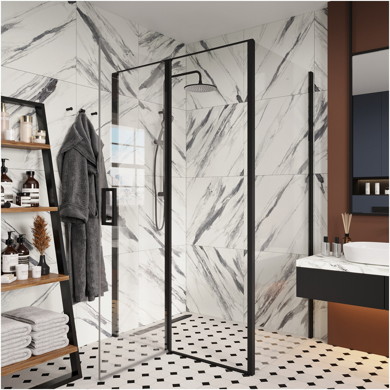 Душевой уголок прямоугольный 90x120 см черный Cerutti SPA Victoria 120B - изображение 6