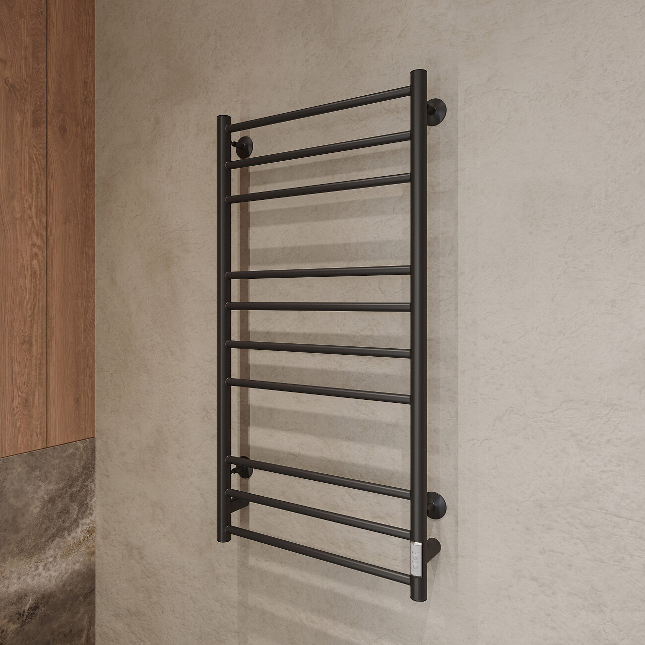 Полотенцесушитель электрический 100х50 см черный матовый Ewrika "Сафо АС3" 4657763847647 - изображение 3