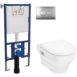 Унитаз подвесной Hansgrohe GladeLake S с инсталляцией Diwo 4501, с кнопкой хром 7311