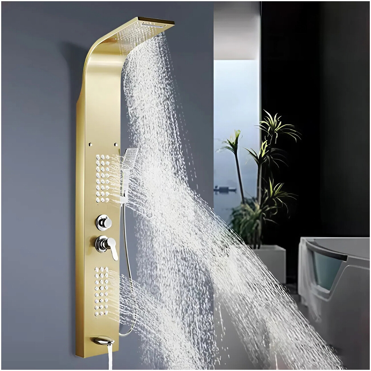 Душевая панель с гидромассажем золотая Ceruttispa CELIA G CT10404 - изображение 8