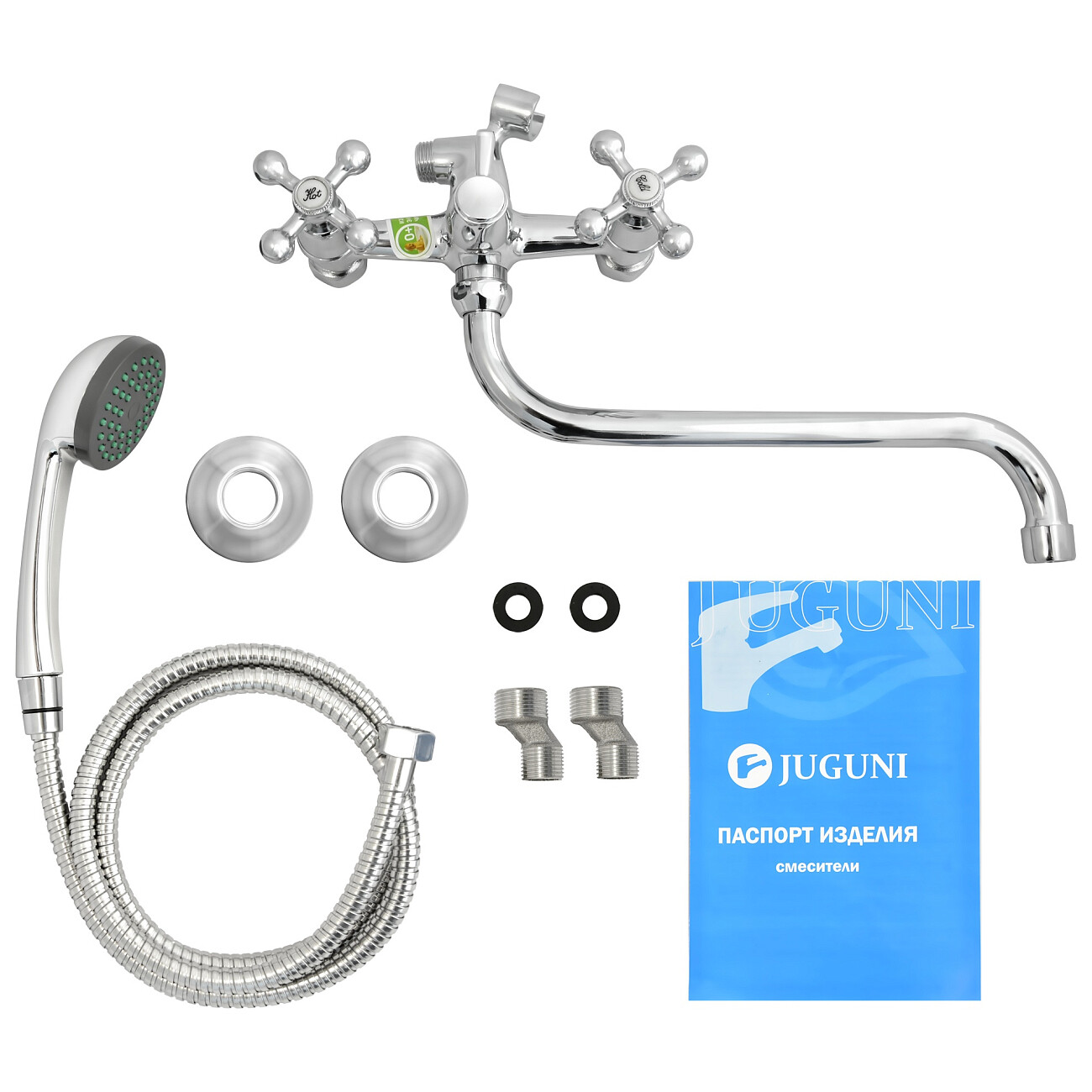 Смеситель для ванны двухвентильный с душевым гарнитуром хром Juguni Aquarius JGN0140 0402.656 - изображение 8