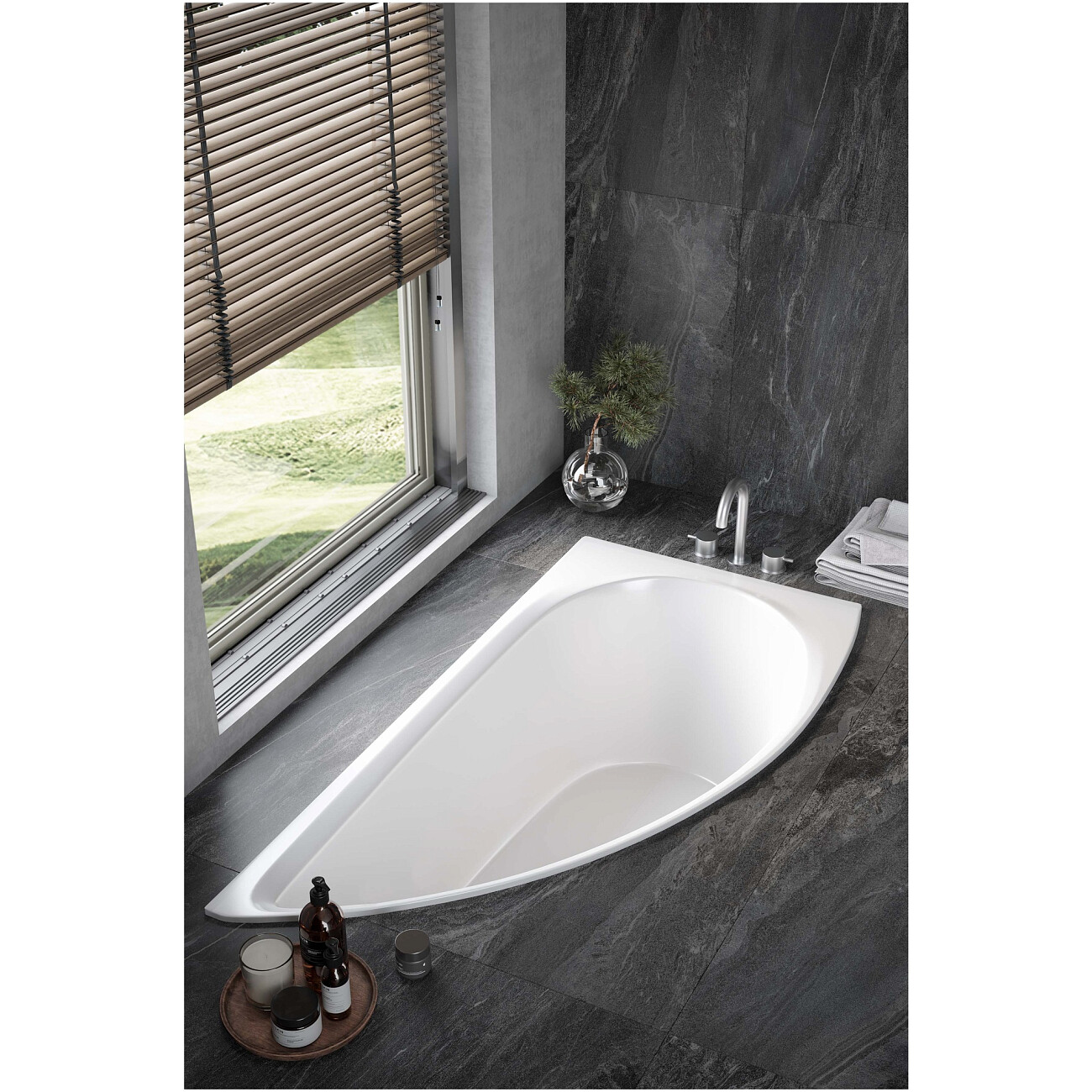 Ванна акриловая ассиметричная левая 75х150 см белая Creto Palermo 13-15075L - изображение 2