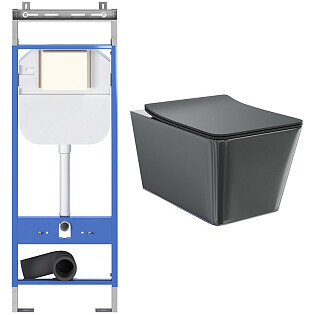 Унитаз подвесной черный Creto Logan L2 1002-002-L2BLMAT с инсталляцией Standart 1.1