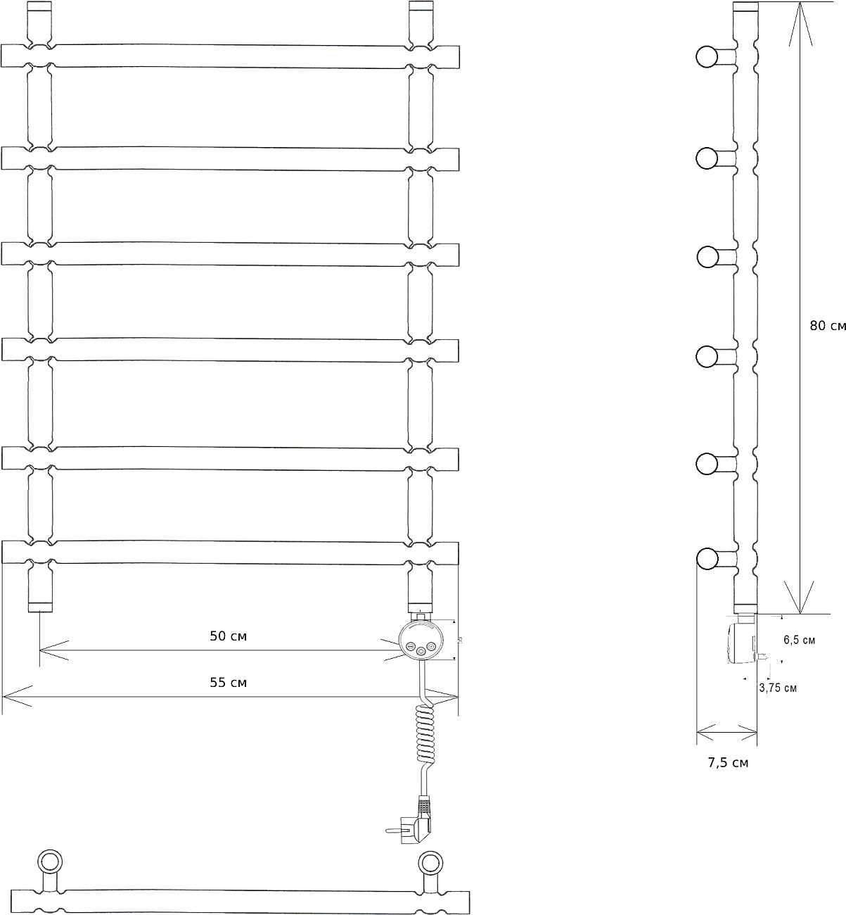 Полотенцесушитель электрический 80х50 см состаренная бронза Ewrika "Медея B3" R - изображение 2