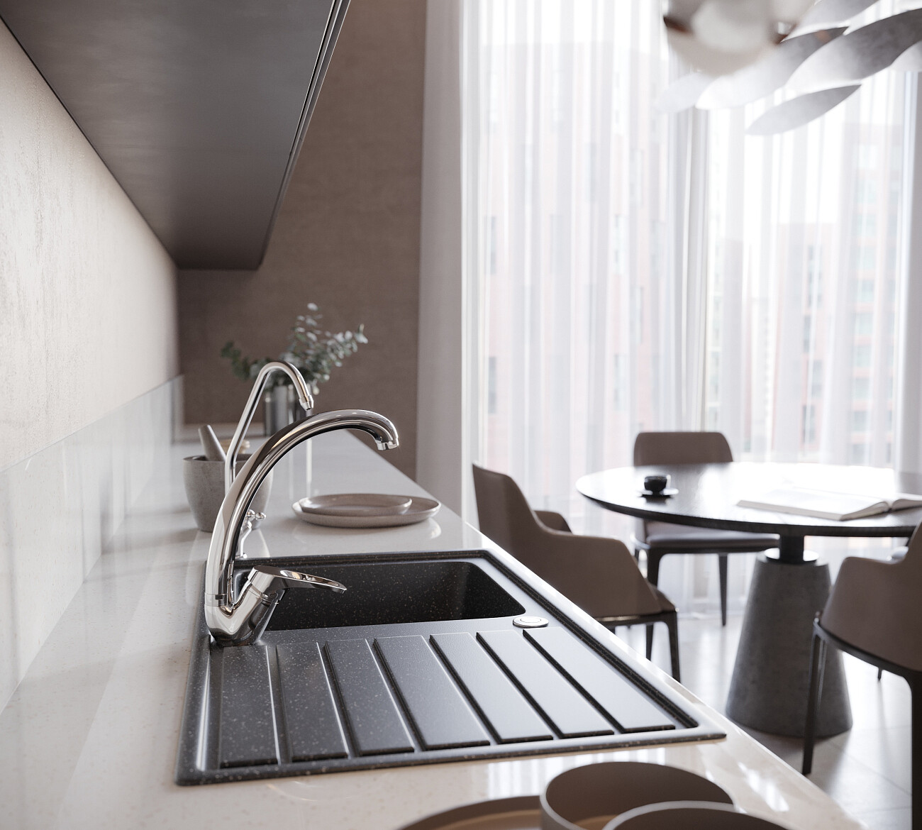 Мойка кухонная черная Domaci "Бьелла" DMC-20-308 - изображение 6