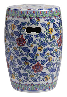 Табурет круглый керамический белый с росписью Garden Stool Ermitage