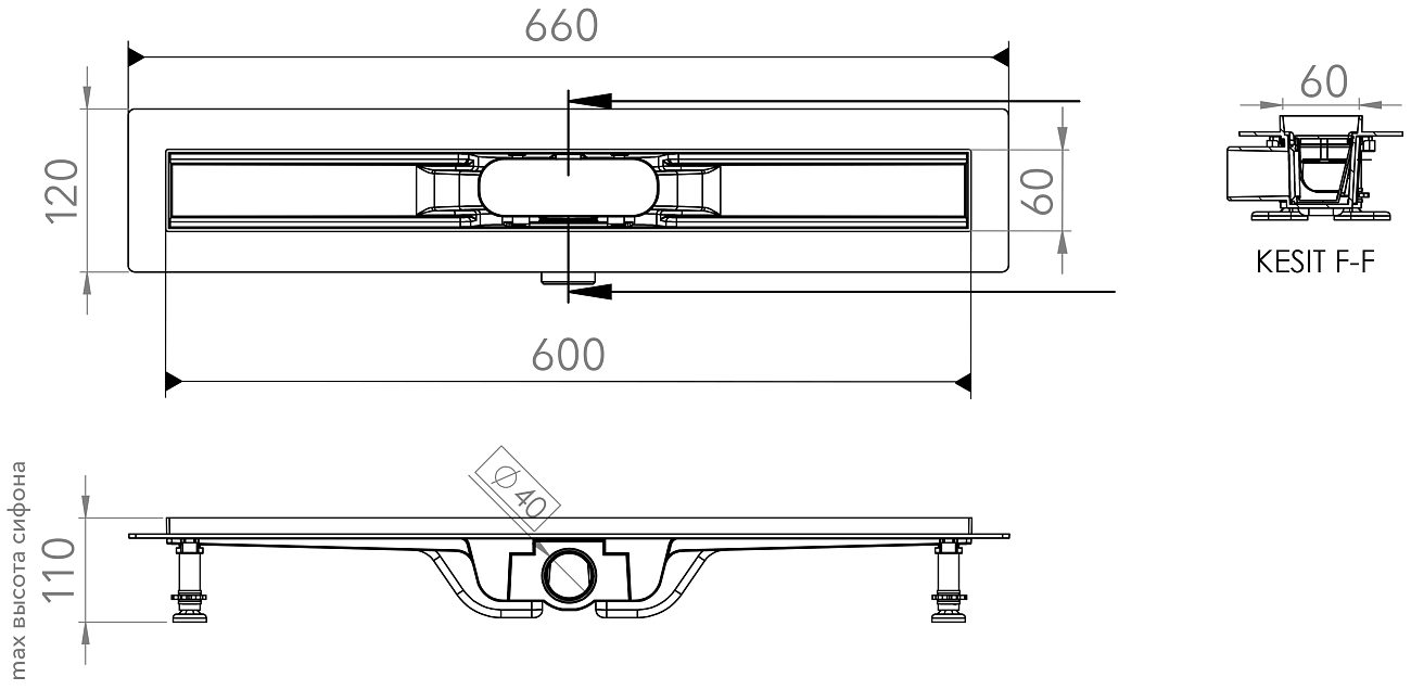 Душевой лоток с перфорированной решеткой 60 см хром Ck Drain AQPL10-60 Cube - изображение 3