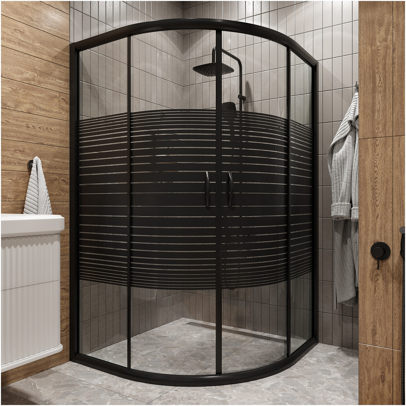 Душевой уголок четверть круга 110х110 см черный Diwo "Брянск" DS-BR-110х110-BL - изображение 2