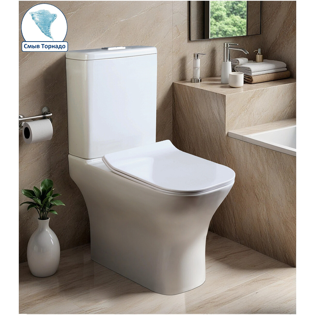 Унитаз напольный безободковый белый Ceruttispa Vettore Tornado CT10816 - изображение 2