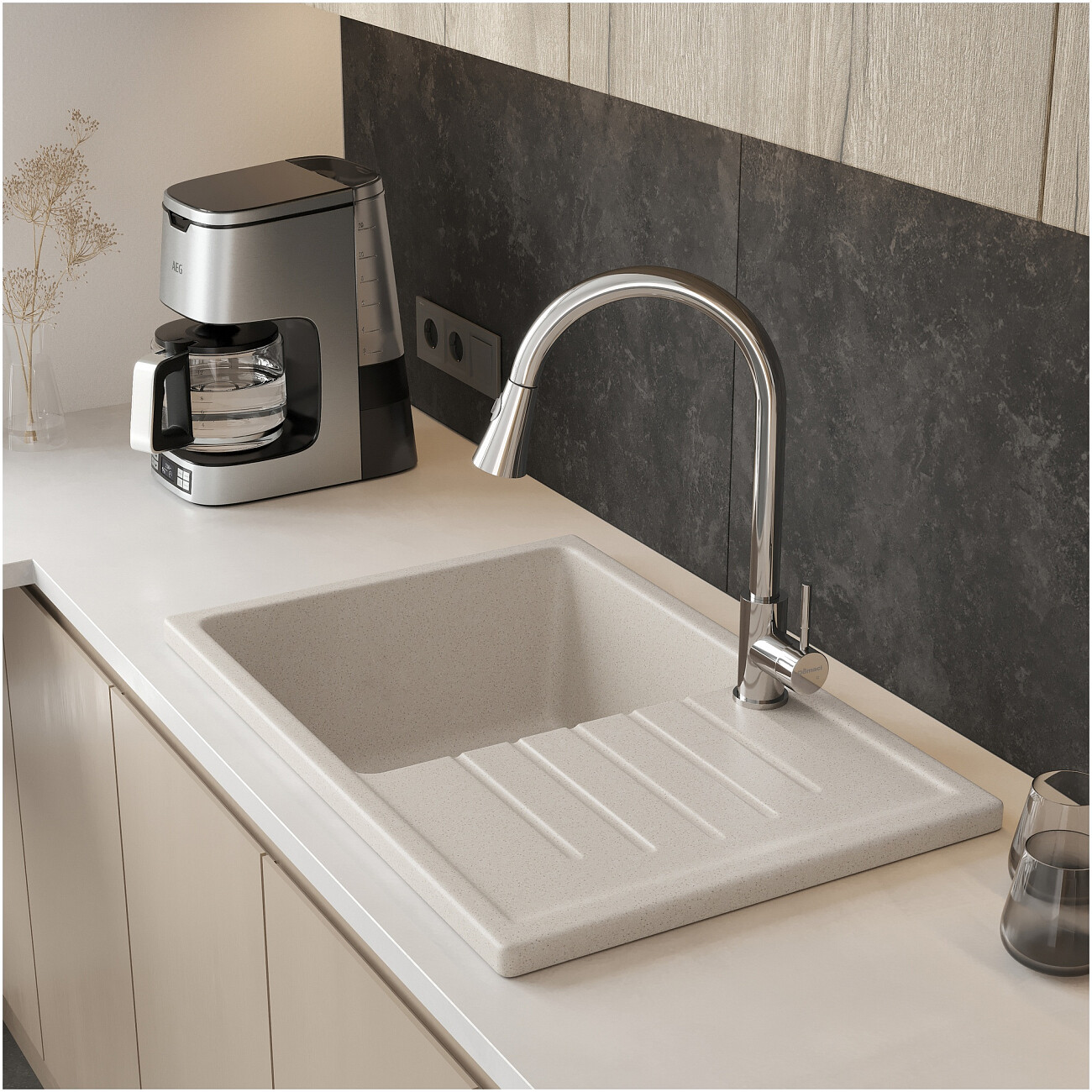 Мойка кухонная бежевая Domaci "Болонья" М-16-003 - изображение 8