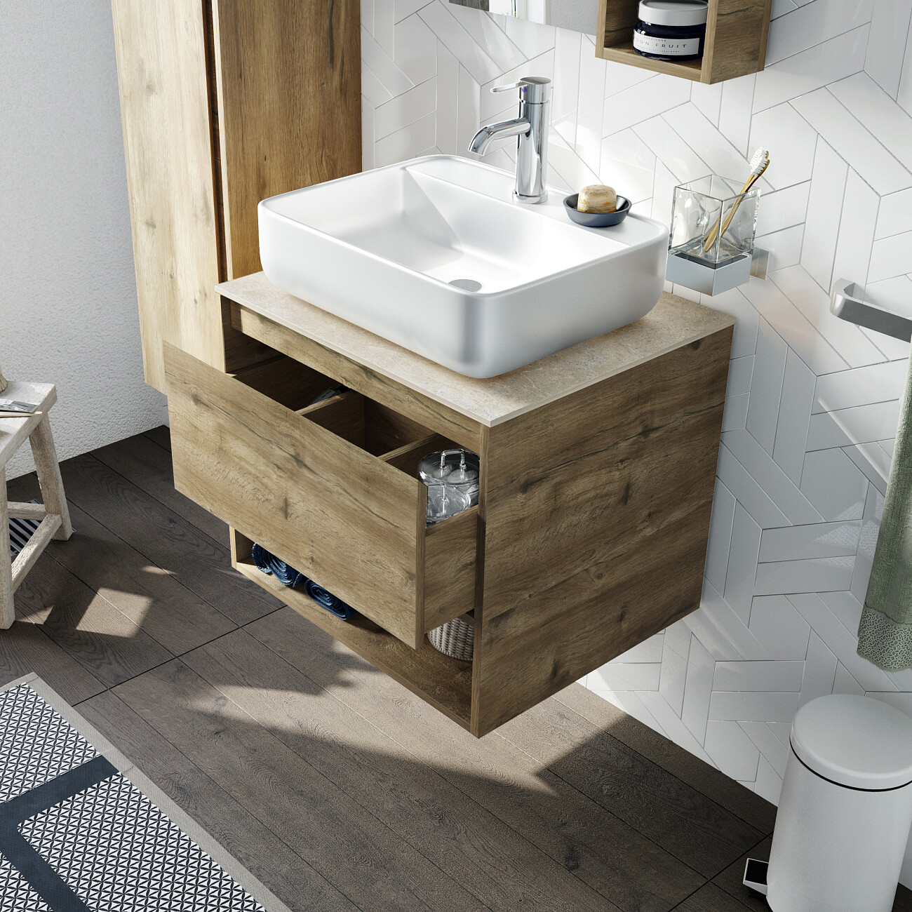 Раковина мебельная фарфоровая квадратная 39 см белая Stworki City 2 - изображение 4