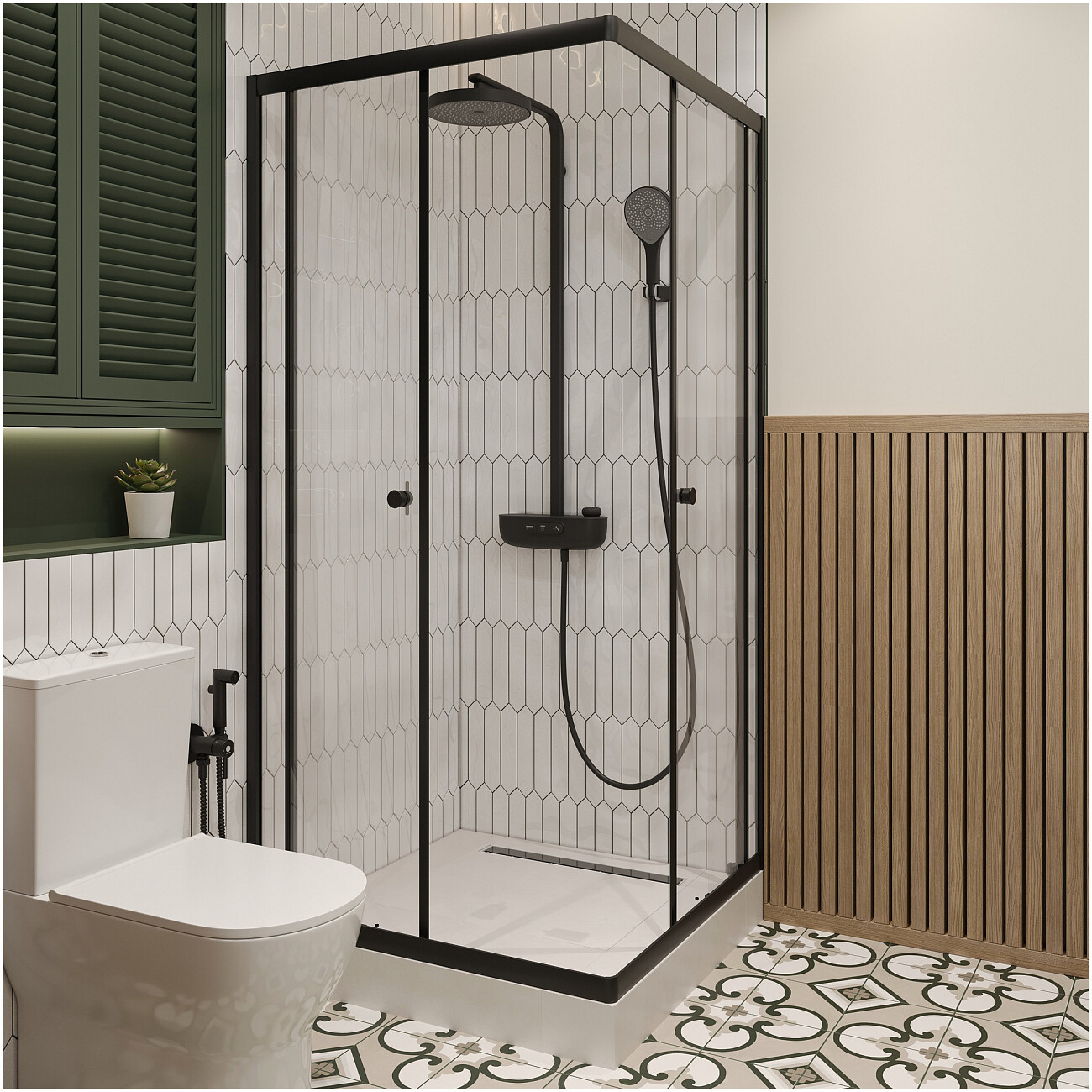 Душевая стойка с верхним душем черная Stworki "Гётеборг" S03170BK - изображение 8