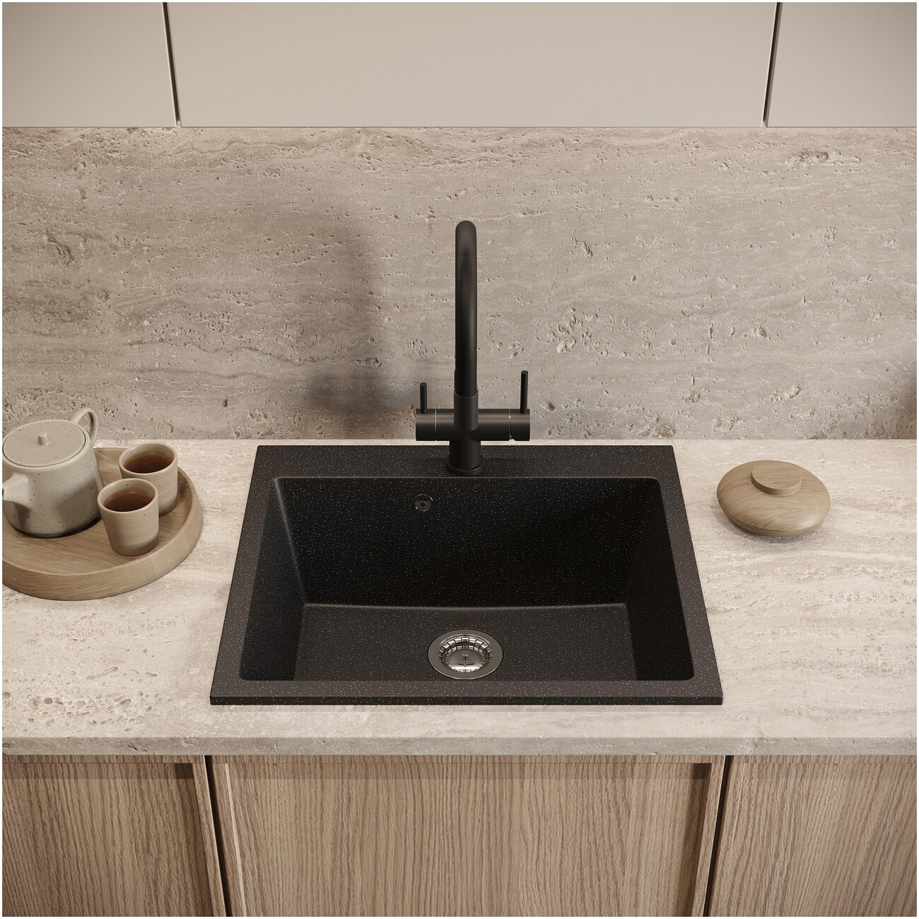 Мойка кухонная черная Domaci "Болонья" М-44-002 - изображение 7