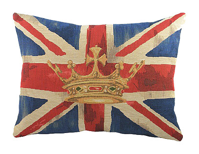 Большая подушка с британским флагом Crown Blue
