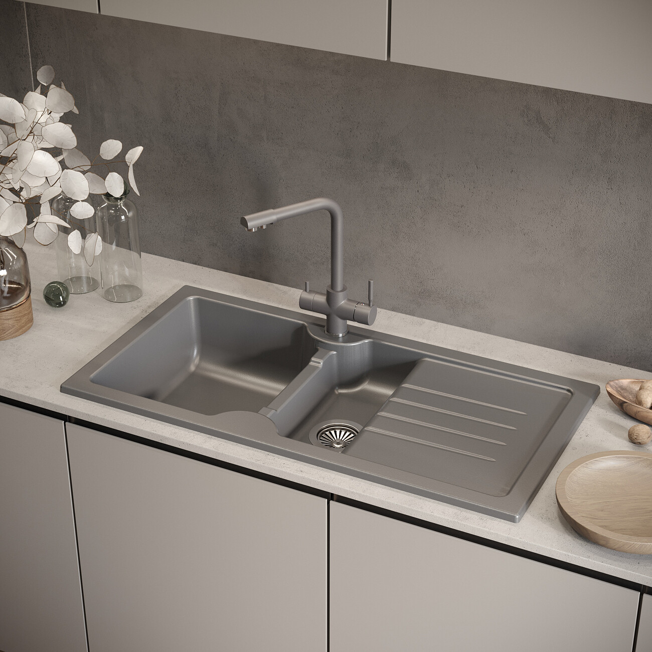 Мойка кухонная антрацит Domaci "Сиена" 54100-112 - изображение 6