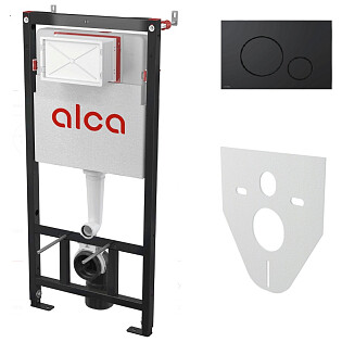 Инсталляция для подвесного унитаза с кнопкой смыва черная Alcaplast AM101-1120-4:1 RU M678-0001