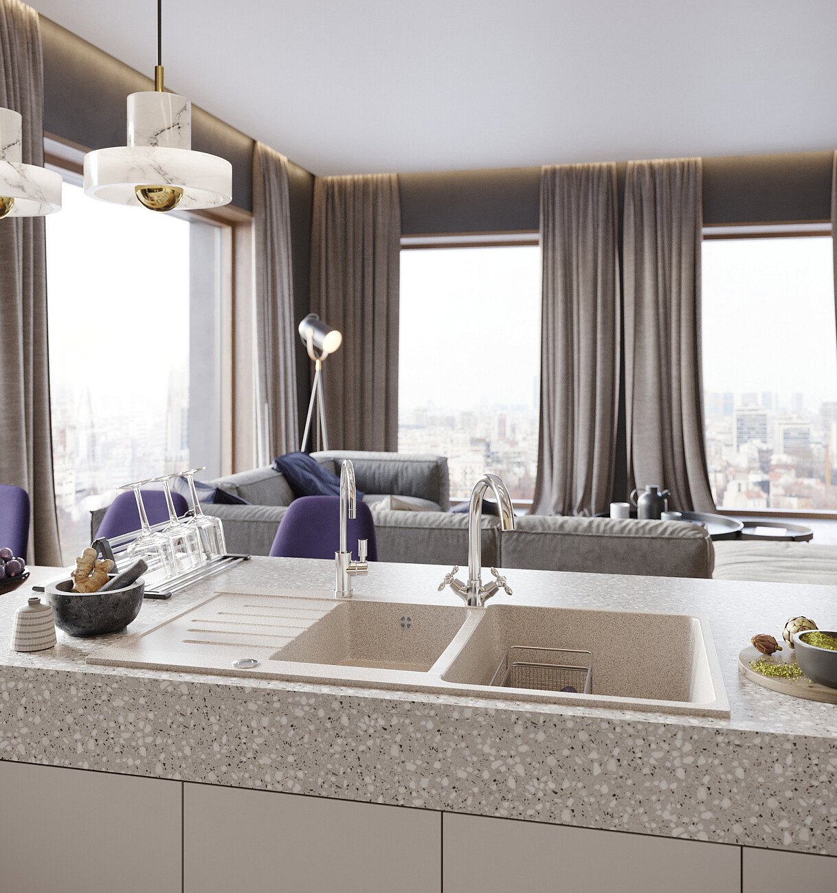 Мойка кухонная бежевая Domaci "Бьелла" DMC-98K-328 - изображение 4