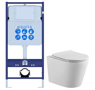 Унитаз подвесной белый Aquatek &quot;Вега&quot; AQ1904-00 с инсталляцией Standard INS-0000012