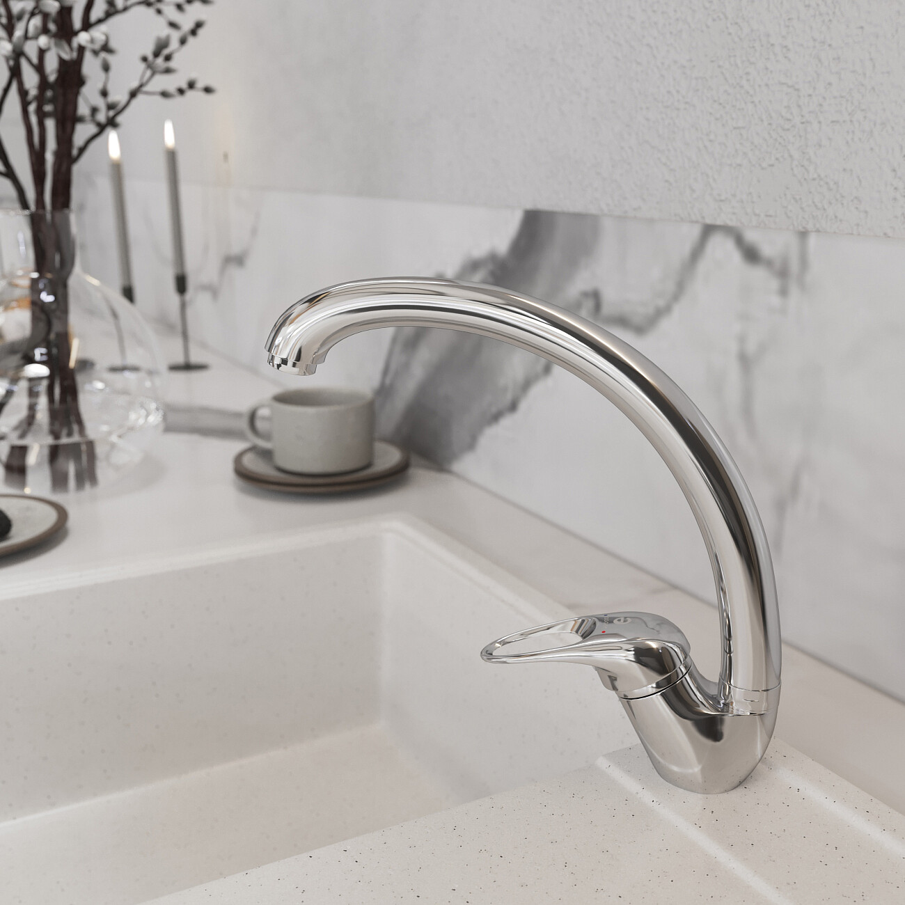 Смеситель для кухни однорычажный хром Domaci "Равенна" D0600200 - изображение 5