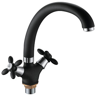 Смеситель для кухни двухвентильный черный D-Lin D153808-A