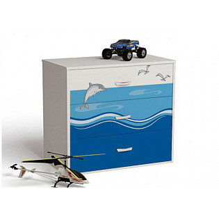 Комод с 3 ящиками голубой Ocean
