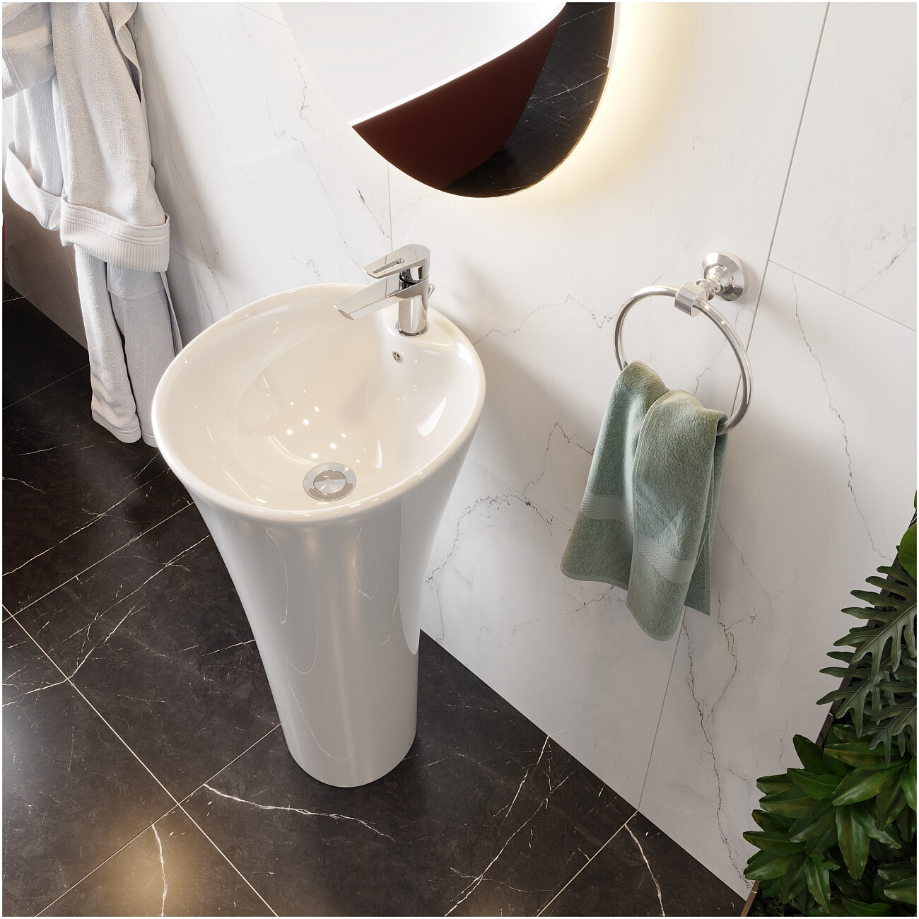 Раковина напольная фарфоровая круглая 87х46 см белая Cerutti SPA Adelina CT7274 - изображение 7