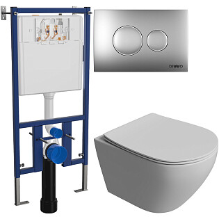Унитаз подвесной Stworki &quot;Кронборг&quot; S28401WH с инсталляцией Diwo 4501, с кнопкой хром 7311