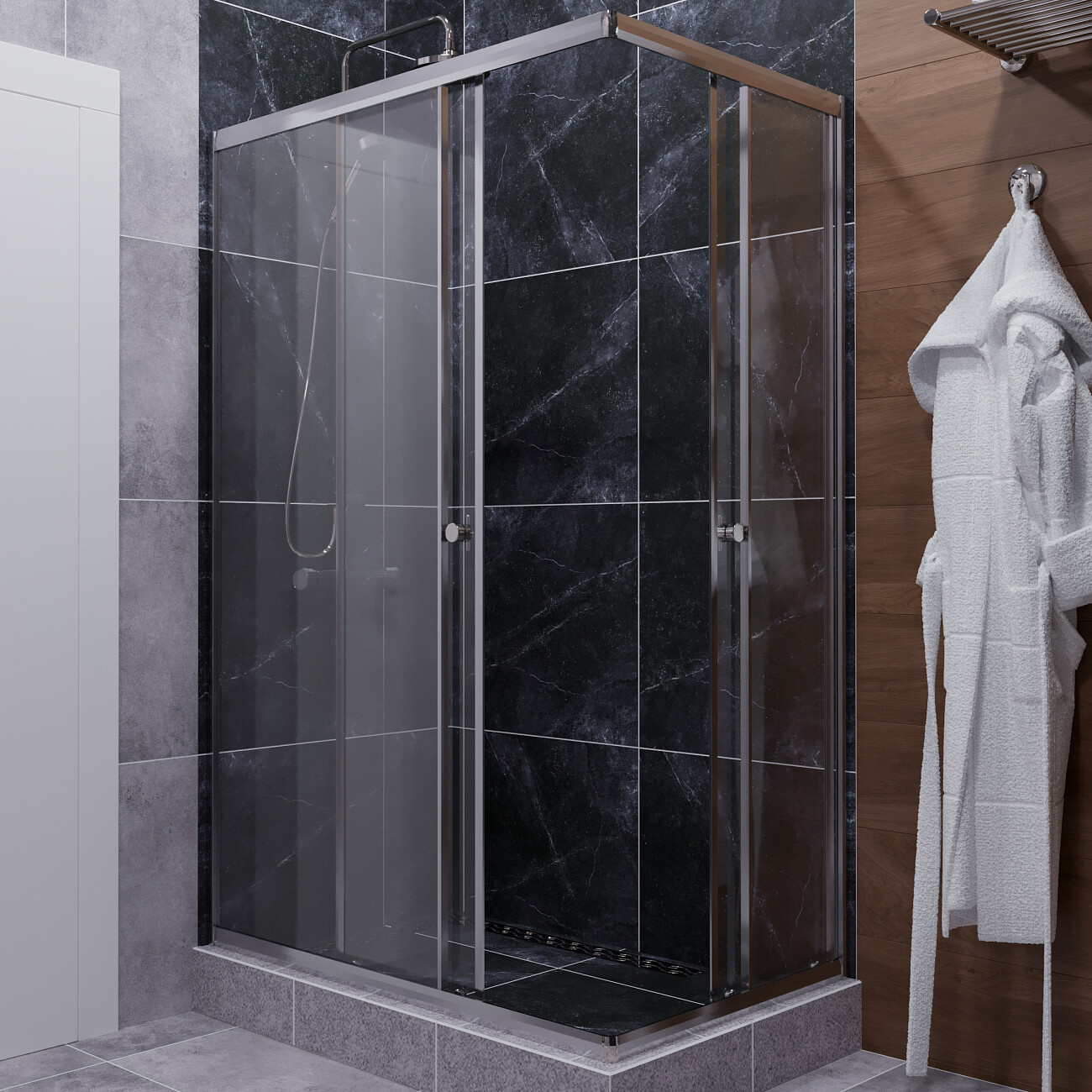 Душевой уголок прямоугольный 100х80 см хром Diwo "Углич" Щ0000058927 - изображение 2