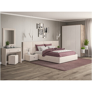 Кровать с подъемным механизмом двуспальная 160х200 см кремовая &quot;Тренд&quot;