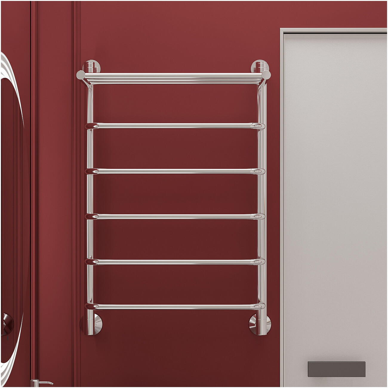 Полотенцесушитель водяной с полкой 80х50 см хром Ewrika "Сафо" FТ - изображение 6
