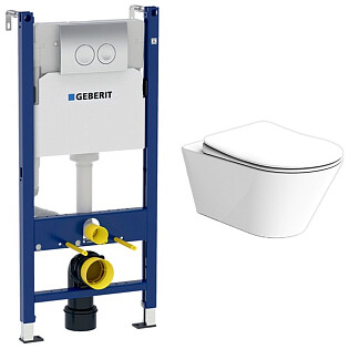 Унитаз подвесной белый Creto Logan L3 1003-001-L3W с инсталляцией Geberit 458.124.21.1