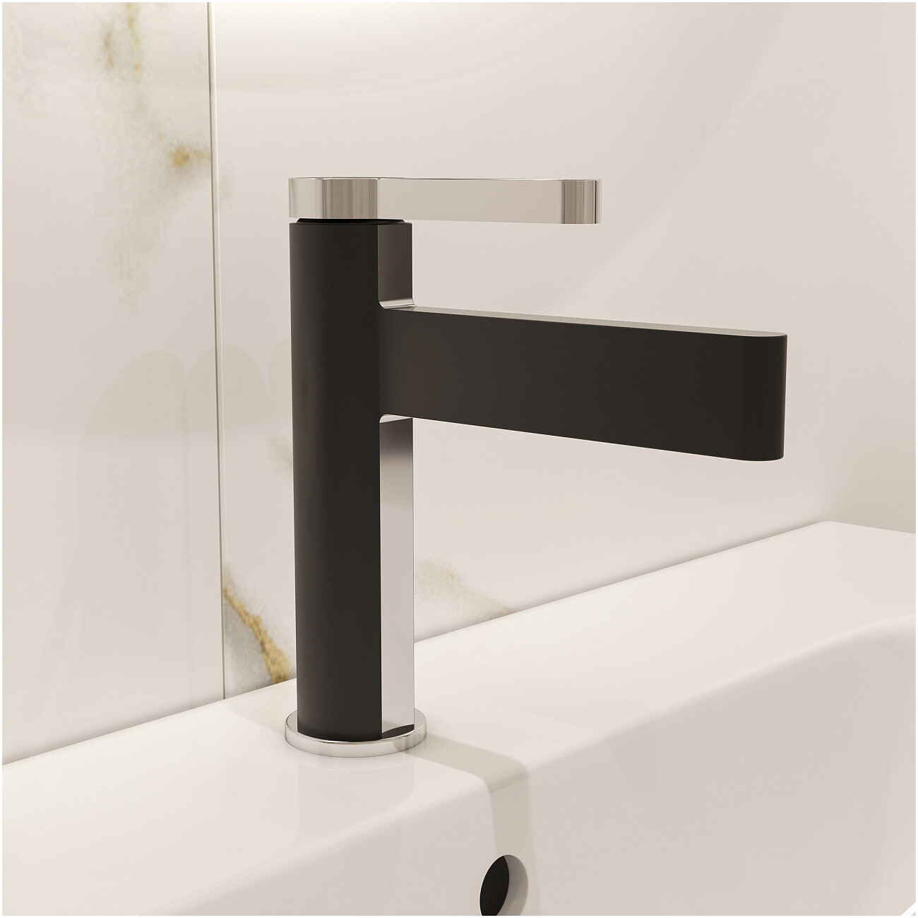 Смеситель для раковины однорычажный черный, хром Stworki "Лександ" S09010BC - изображение 5