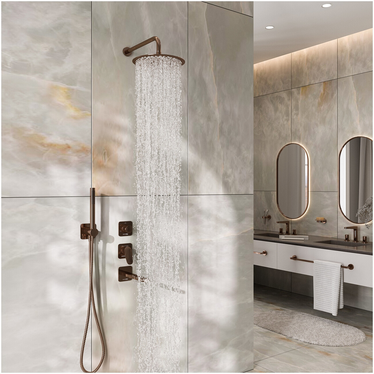 Лейка для тропического душа круглая 23 см розовое золото Wasserkraft A331 - изображение 3