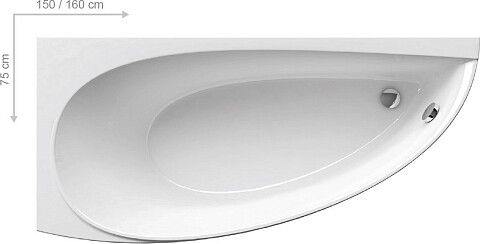Ванна акриловая ассиметричная 160х75 см белая Ravak Avocado L CQ01000000