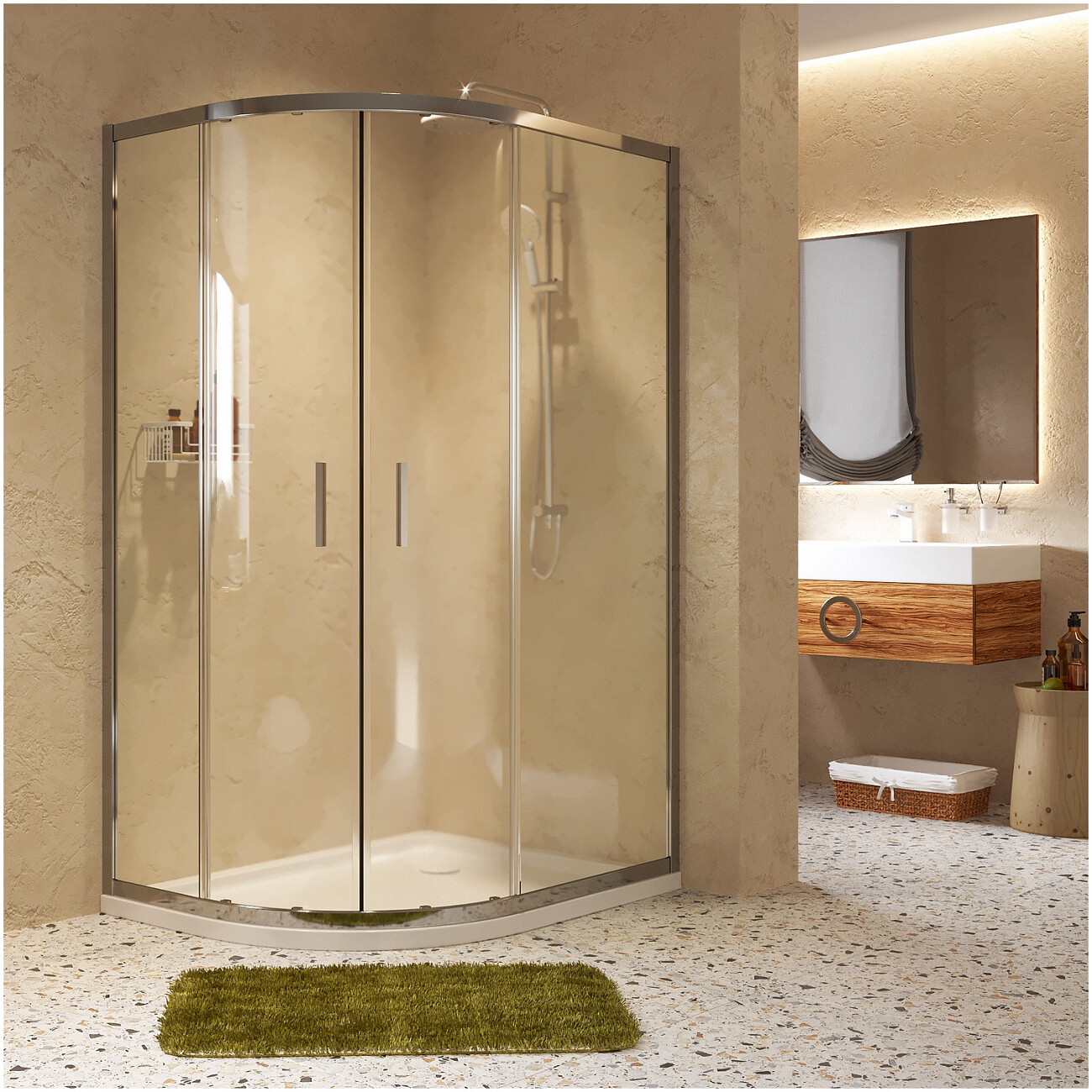 Душевой уголок ассиметричный 120х90 см хром Wasserkraft Lippe 45S24 - изображение 2